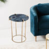 Modern Round Agate Brass Small Side Coffee Tables