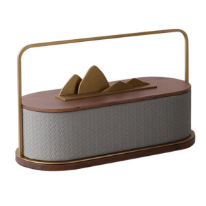 Natural Wood Leather Storage Box